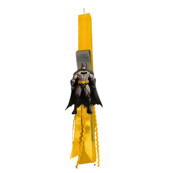 Λαμπάδα batman super ήρωας, κίτρινη πλακέ ξυστή 30εκ. - αγόρι, λαμπάδες, για παιδιά, για εφήβους, σούπερ ήρωες - 2