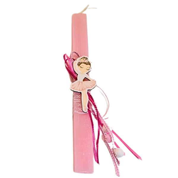 Λαμπάδα μπαλαρίνα ροζ πλακέ ξυστή 30 εκ. - κορίτσι, λαμπάδες, μπαλαρίνες, για παιδιά, για εφήβους - 2