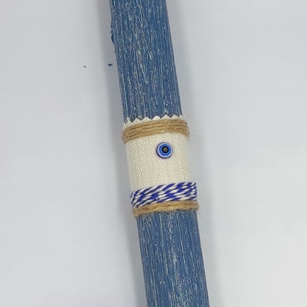 Αρωματική μπλε στρόγγυλη ξυστή λαμπάδα 25cm, με κορδόνι και ματάκι - αγόρι, λαμπάδες, για ενήλικες, αρωματικές λαμπάδες, για εφήβους - 3