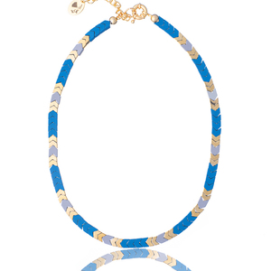 Κολιέ με Αιματίτη σε σχήμα Βέλη - Κυανό Μπλε | The Gem Stories Jewelry - ημιπολύτιμες πέτρες, επιχρυσωμένα, κοντά, ατσάλι