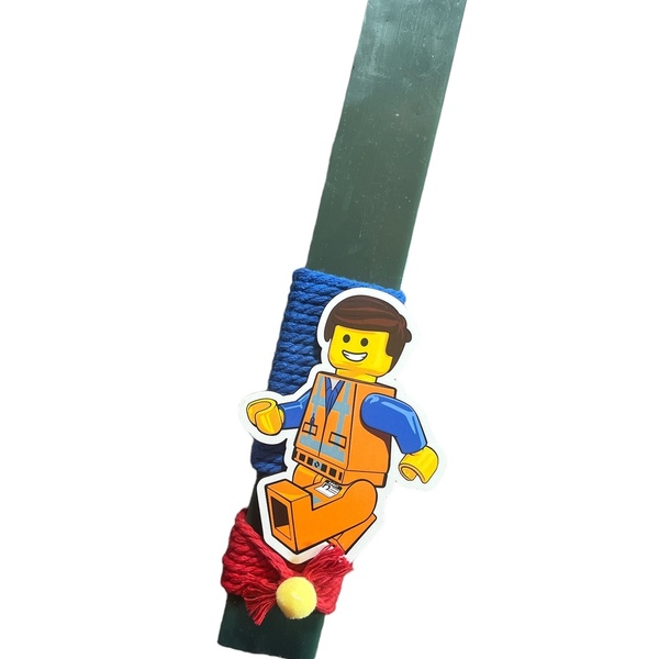 Πασχαλινή λαμπάδα Lego, με ξύλινο παιχνίδι «φιδάκι» - αγόρι, λαμπάδες, σετ, για παιδιά, παιχνιδολαμπάδες - 2