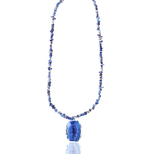 Κολιέ από Μπλε Αχάτη με Ασημένια Στοιχεία| The Gem Stories Jewelry - ημιπολύτιμες πέτρες, μακριά, ατσάλι, επιπλατινωμένα