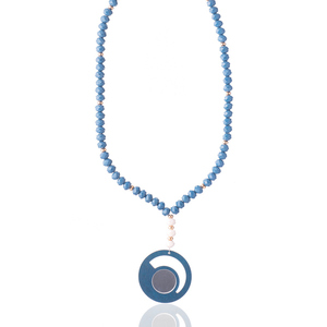 Κολιέ με Κρύσταλλα σε Μπλε Αποχρώσεις | The Gem Stories Jewelry - γυαλί, επάργυρα, χάντρες, μακριά, ατσάλι