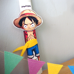 Λαμπάδα "One Piece Monkey D. Luffy" με όνομα παιδιού - αγόρι, λαμπάδες, για παιδιά, ήρωες κινουμένων σχεδίων, προσωποποιημένα - 3