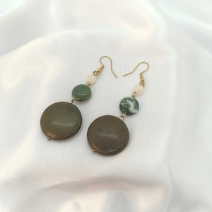 Μακριά σκουλαρίκια με πράσινους ημιπολύτιμους λίθους - ημιπολύτιμες πέτρες, μακριά, ατσάλι, boho, μεγάλα