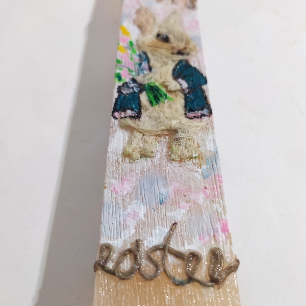 Χειροποιήτη,αρωματική λαμπάδα,ζωγραφισμένη στο χέρι με διακοσμητικό κουνελάκι 2 από σπάγγο - λαμπάδες, για παιδιά, πρώτο Πάσχα, ζωάκια, για μωρά - 5