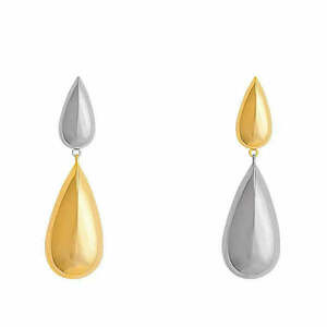 combo earrings - επιχρυσωμένα, δάκρυ, ατσάλι, μεγάλα, καρφάκι