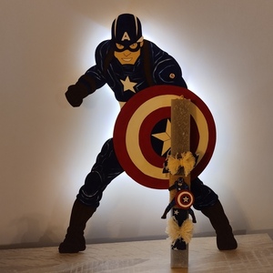 Σετ αρωματική λαμπάδα Captain America και επιτοίχιο φωτιστικό 40cm - αγόρι, λαμπάδες, σετ, ήρωες κινουμένων σχεδίων - 2