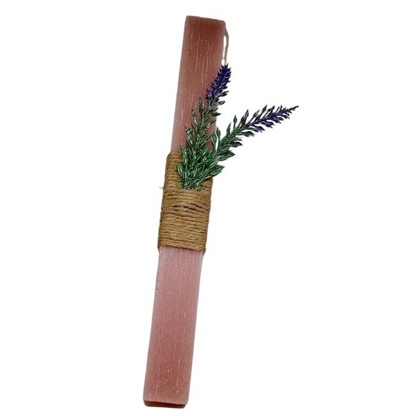 Λαμπάδα αρωματική ξυστή πλακέ 25cm με λεβάντα - λουλούδια, λαμπάδες, ζευγάρια, για ενήλικες, για εφήβους