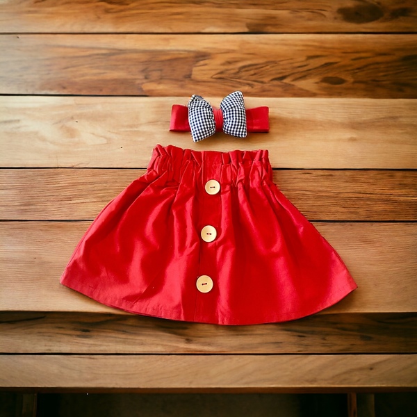 σετ φουστα κοκκινη με κορδελα - κορίτσι, σετ, παιδικά ρούχα - 4