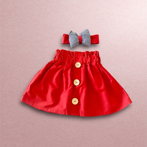 σετ φουστα κοκκινη με κορδελα - κορίτσι, σετ, παιδικά ρούχα - 3