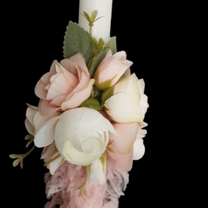 Λαμπάδα λευκή λουλουδατη - λαμπάδες - 2