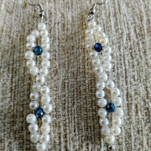 Handmade earrings perles - ημιπολύτιμες πέτρες, γυαλί, ατσάλι, μεγάλα, γάντζος - 4