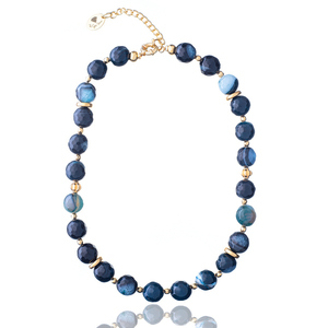 Κολιέ από Νεφρίτη σε Σκούρο Μπλε Απόχρωση | The Gem Stories Jewelry - ημιπολύτιμες πέτρες, επιχρυσωμένα, ορείχαλκος, κοντά, ατσάλι