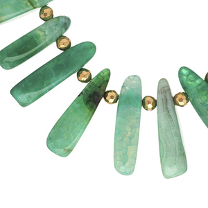 Κολιέ με Βραζιλιάνικο Αχάτη σε Στικ - Πράσινη Απόχρωση| The Gem Stories Jewelry - ημιπολύτιμες πέτρες, επιχρυσωμένα, κοντά, ατσάλι - 2