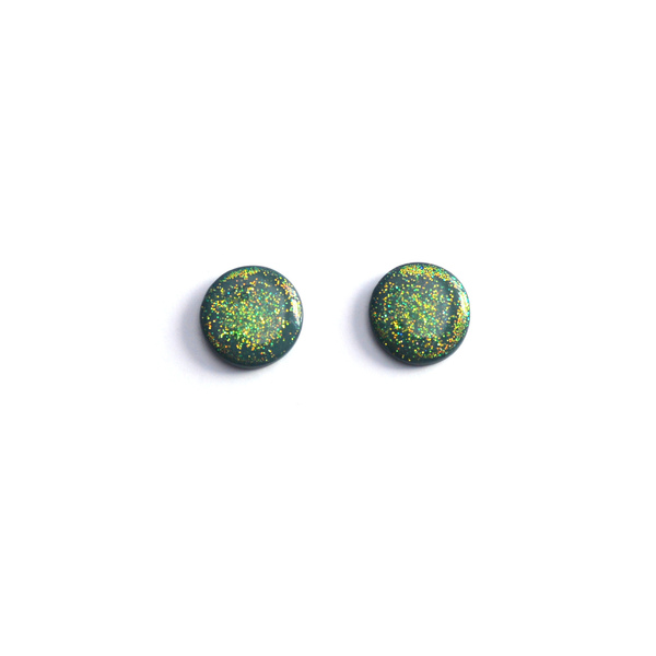 Πράσινα σκουλαρίκια από πηλό και γυαλί - γυαλί, πηλός, καρφωτά, ατσάλι - 2