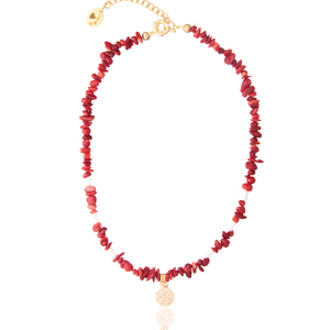 Κολιέ με Κόκκινο Κοράλλι και Κρεμαστό Στοιχείο| The Gem Stories Jewelry - ημιπολύτιμες πέτρες, επιχρυσωμένα, ασήμι 925, κοντά, ατσάλι