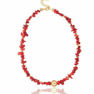 Κολιέ με Κόκκινο Κοράλλι και Στοιχείο Φιλιγκρί | The Gem Stories Jewelry - ημιπολύτιμες πέτρες, επιχρυσωμένα, ασήμι 925, κοντά, ατσάλι