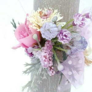 Αρωματική λαμπάδα γκρι με λουλούδια 17x5x5 - κορίτσι, λουλούδια, λαμπάδες, για ενήλικες, για εφήβους - 2