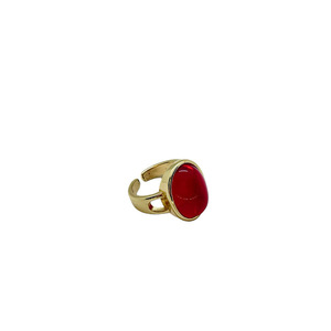 Δαχτυλίδι επιχρυσωμένο ασήμι 925 με κόκκινη πέτρα. - επιχρυσωμένα, ασήμι 925, αυξομειούμενα - 2