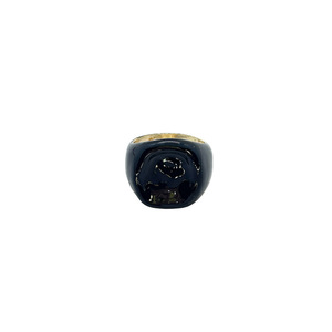 Δαχτυλίδι επιχρυσωμένο με σμάλτο σε μαύρο χρώμα. - επιχρυσωμένα, σμάλτος, ατσάλι, σταθερά