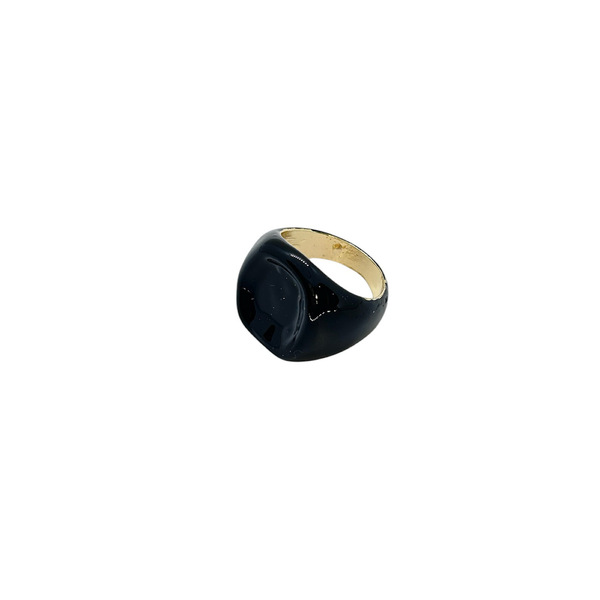 Δαχτυλίδι επιχρυσωμένο με σμάλτο σε μαύρο χρώμα. - επιχρυσωμένα, σμάλτος, ατσάλι, σταθερά - 3
