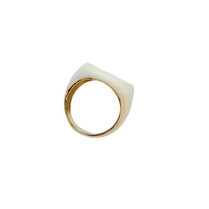 Δαχτυλίδι επιχρυσωμένο με σμάλτο σε λευκό χρώμα. - επιχρυσωμένα, σμάλτος, ατσάλι, σταθερά - 2