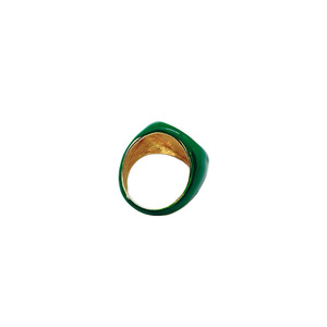 Δαχτυλίδι επιχρυσωμένο με σμάλτο σε πράσινο χρώμα. - επιχρυσωμένα, σμάλτος, ατσάλι, σταθερά - 4