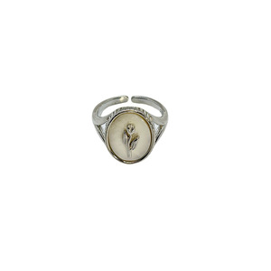 Δαχτυλίδι ασήμι 925 με λευκή πέτρα και ασημένιο λουλούδι. - ασήμι 925, επάργυρα, λουλούδι, αυξομειούμενα