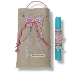 Πασχαλινή λαμπάδα με τσαντάκι "Turquoise Dream" - κορίτσι, λαμπάδες, για ενήλικες, για εφήβους - 3
