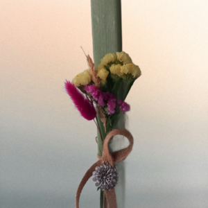 Λαμπάδα με αμάραντα και μενταγιόν - γυναικεία, κορίτσι, λουλούδια, λαμπάδες - 3