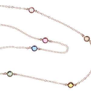 Μακρύ Κολιέ με Πολύχρωμα Κρύσταλλα – Ροζ Χρυσό | The Gem Stories Jewelry - επιχρυσωμένα, ασήμι 925, μακριά - 2