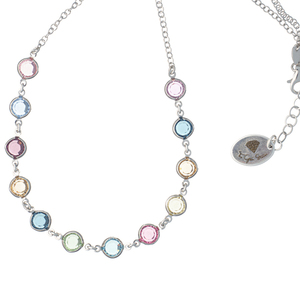 Κοντό Κολιέ Allover με Πολύχρωμα Κρύσταλλα | The Gem Stories Jewelry - ασήμι 925, κοντά, επιπλατινωμένα - 2