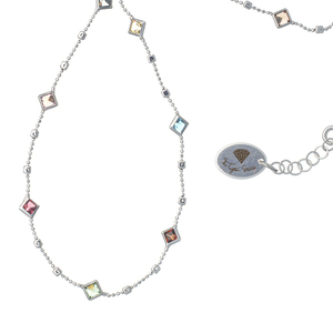 Κοντό Κολιέ με Πολύχρωμα Κρύσταλλα – Ασήμι| The Gem Stories Jewelry - ασήμι 925, κοντά, επιπλατινωμένα - 2