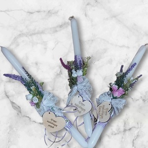 Πασχαλινή λαμπάδα 30εκ με λεβαντες κ καρδουλες - κορίτσι, λουλούδια, λαμπάδες, για ενήλικες, για εφήβους - 3
