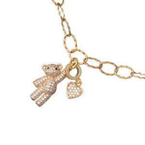 Κολιέ Αλυσίδα με Στοιχείο Αρκουδάκι με Καρδιά | The Gem Stories Jewelry - επιχρυσωμένα, χρυσό, καρδιά, κοντά - 2