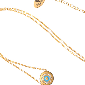 Κολιέ Αλυσίδα με Στοιχείο Μάτι | The Gem Stories Jewelry - επιχρυσωμένα, χρυσό, μάτι, κοντά - 2