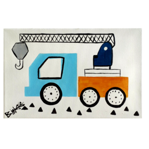 Πίνακας σε Βαμβακερό Καμβά /30x20cm/ Γερανός - αγόρι, αυτοκίνητα, παιδικοί πίνακες