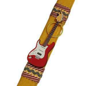 Πασχαλινή λαμπάδα με ξύλινο μπρελόκ κιθάρα - λαμπάδες, για παιδιά, για ενήλικες, για εφήβους - 4