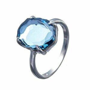 Baroque Δαχτυλίδι Επιροδιωμένο με Μπλε Κρύσταλλο | The Gem Stories Jewelry - ασήμι 925, σταθερά, επιπλατινωμένα, χεριού