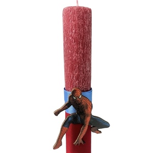Πασχαλινή λαμπάδα αγόρι spiderman - αγόρι, λαμπάδες, με ξύλινο στοιχείο