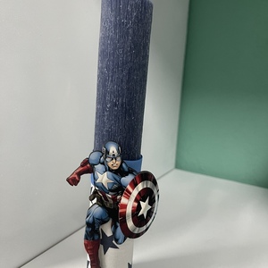 Πασχαλινή λαμπάδα αγόρι Captain America - αγόρι, λαμπάδες, με ξύλινο στοιχείο - 2