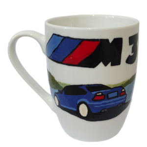 Κούπα πορσελάνης με χειροποίητο σχέδιο "BMW M3" ζωγραφισμένο με πινελο - χειροποίητα, πορσελάνη, κούπες & φλυτζάνια, πρακτικό δωρο