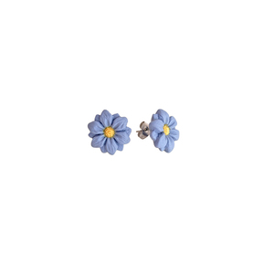 Σκουλαρίκια σιελ μαργαρίτες - πηλός, λουλούδι, μικρά, ατσάλι, boho - 3