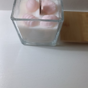 Πασχαλινό διάφανο τετράγωνο ποτήρι με melts πασχαλινά σχέδια 300 ml 8*10*8 - αρωματικά κεριά, κεριά, vegan κεριά - 3