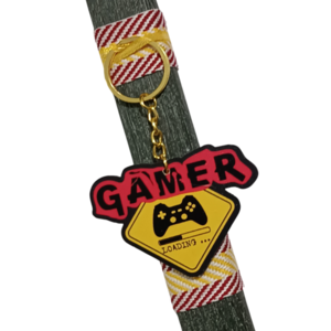 Πασχαλινή λαμπάδα με ξύλινο μπρελόκ GAMER - αγόρι, λαμπάδες, για ενήλικες, για εφήβους, games - 5