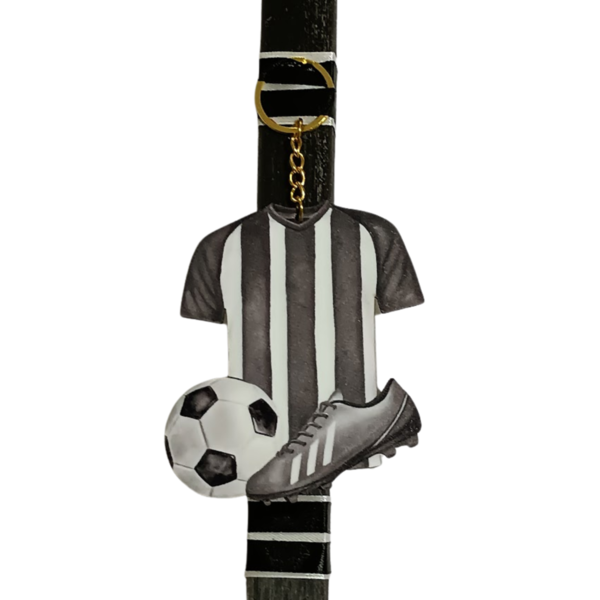 Πασχαλινή λαμπάδα ποδοσφαίρου με ασπρόμαυρη φανέλα "Παοκ" - αγόρι, λαμπάδες, για παιδιά, για εφήβους, σπορ και ομάδες - 2