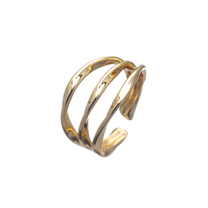 Δαχτυλίδι με Γραμμές Επιχρυσωμένο - 925 Sterling Silver Ring | The Gem Stories Jewelry - επιχρυσωμένα, ασήμι 925, χεριού, αυξομειούμενα