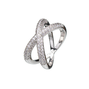 Δαχτυλίδι σε σχήμα Χ με Ζιρκόν - 925 Sterling Silver Ring | The Gem Stories Jewelry - ασήμι 925, σταθερά, επιπλατινωμένα, χεριού
