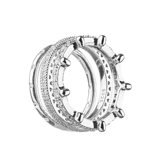 Σετ Δαχτυλιδιών σε Σχήμα Κορώνας - Επιπλατινώμενο | The Gem Stories Jewelry - ασήμι 925, κορώνα, σταθερά, επιπλατινωμένα, χεριού